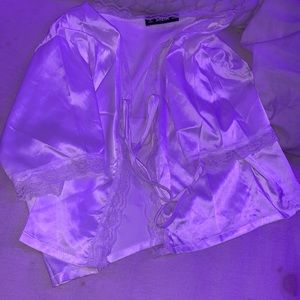 SHEIN silk white lace open top